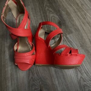 Stylish Red Wedge Sandals